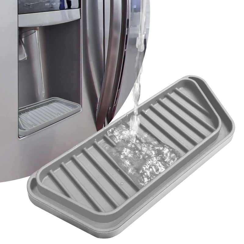Kindga Refrigerator Drip Catcher Tray,Protector Ice And Water Dispenser Pan,Fridge Spills Water Pad Catch Basin For Drainage (Rectangular,Grey) - Image 1